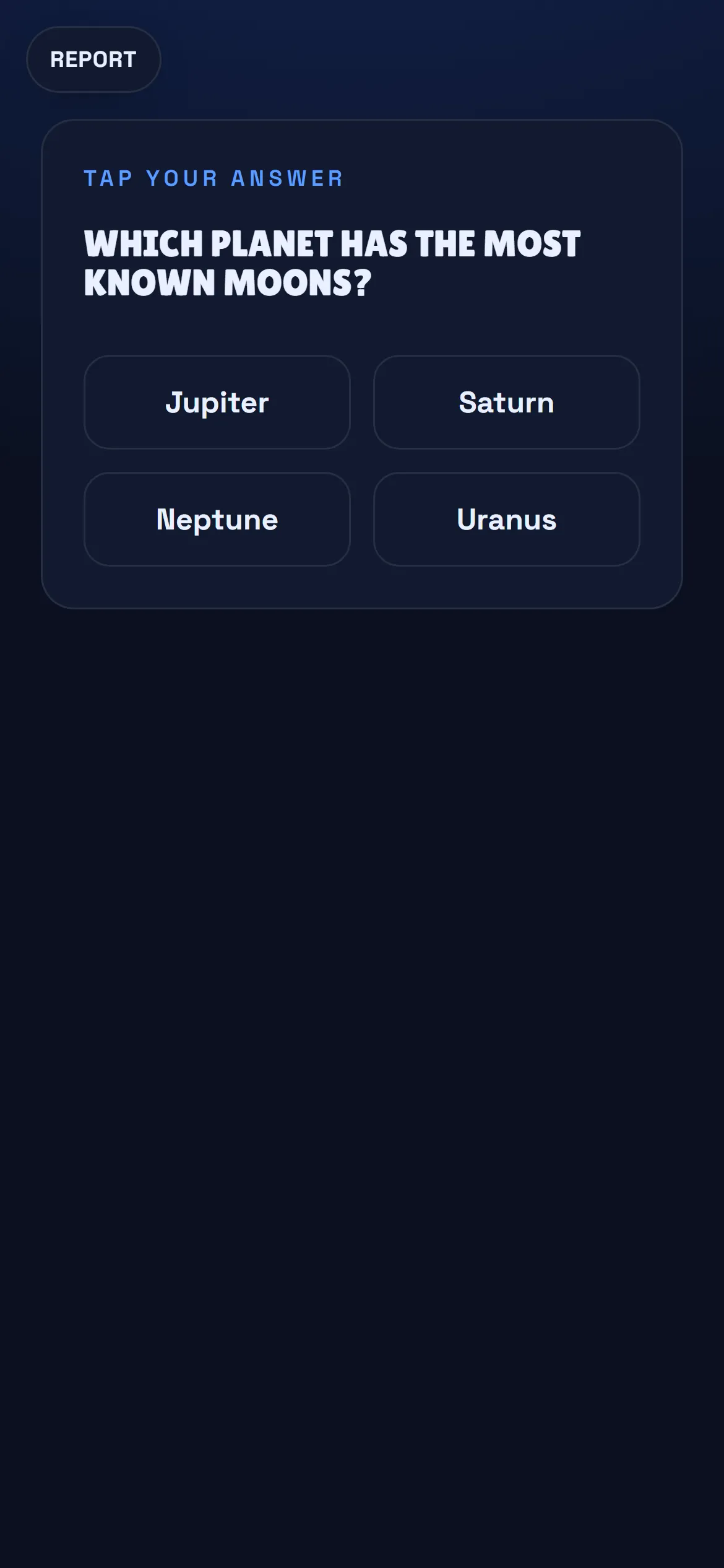 Classic Trivia on a player's phone